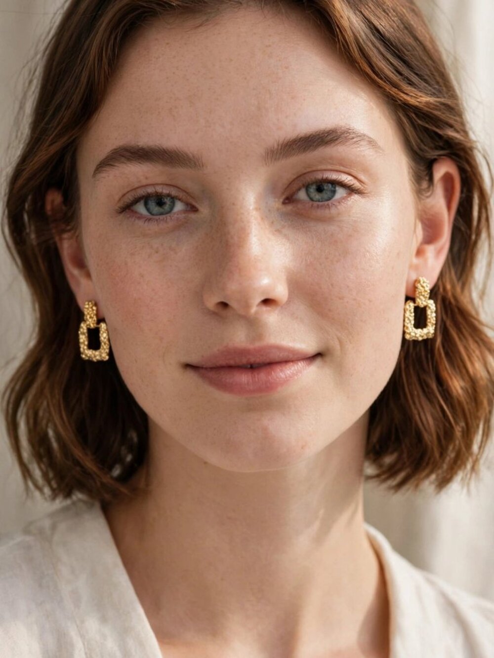 Textured Gold Door Knocker Earrings